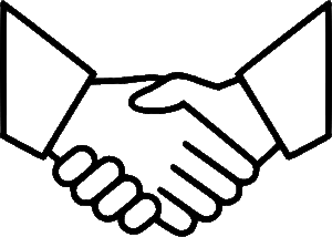 A handshake clipart icon to symbolize strong customer relationships.