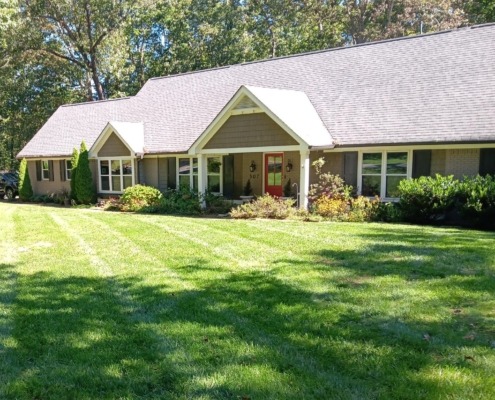 The image is to show a fresh cut lawn as an example with our mowing attempts.